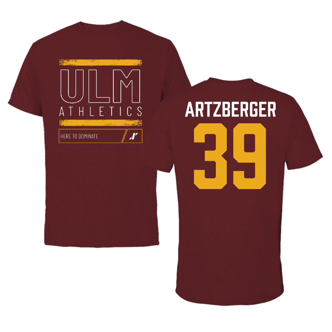 University of Louisiana Monroe Baseball Maroon Dominate Performance Tee - #39 Michelle Artzberger