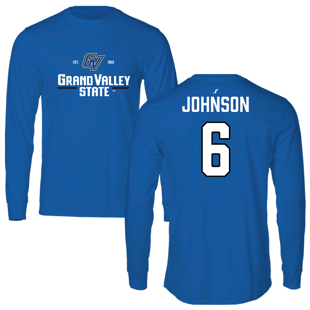 Grand Valley State University Football Blue General Performance Long Sleeve - #6 Jordan Johnson