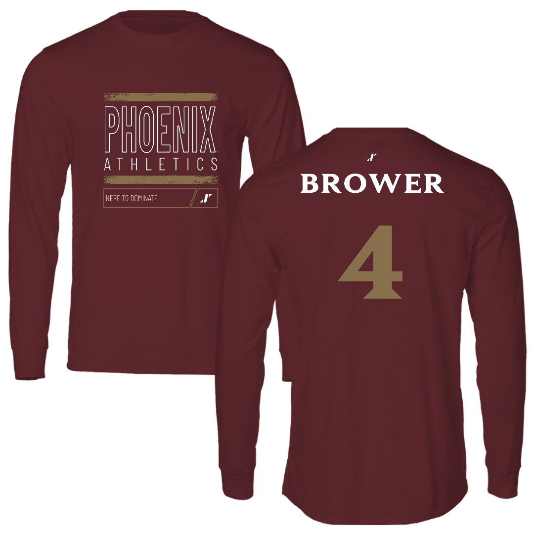 Elon University Volleyball Maroon Dominate Performance Long Sleeve - #4 Casey Brower