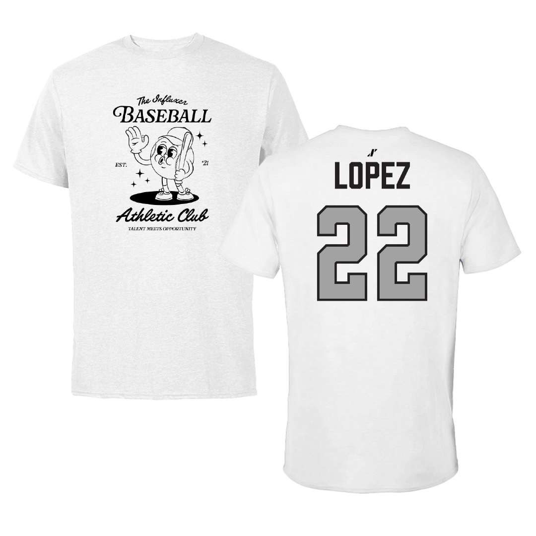 Baseball White Influxer Athletic Club Tee - #22 Viggo Lopez