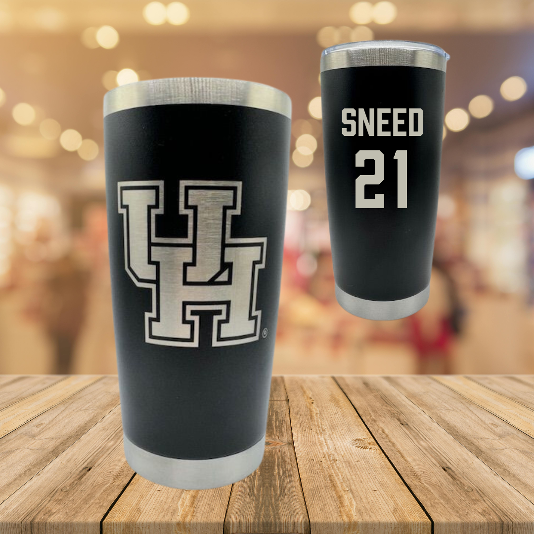 University of Houston Football Black Stainless Steel Tumbler - #21 Stacy Sneed