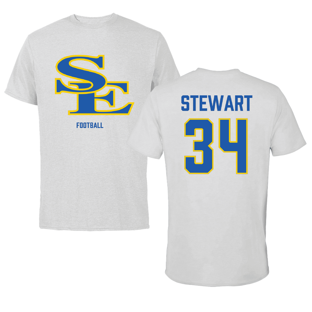 Southeastern Oklahoma State University Football Light Gray Tee - #34 Grayson Stewart
