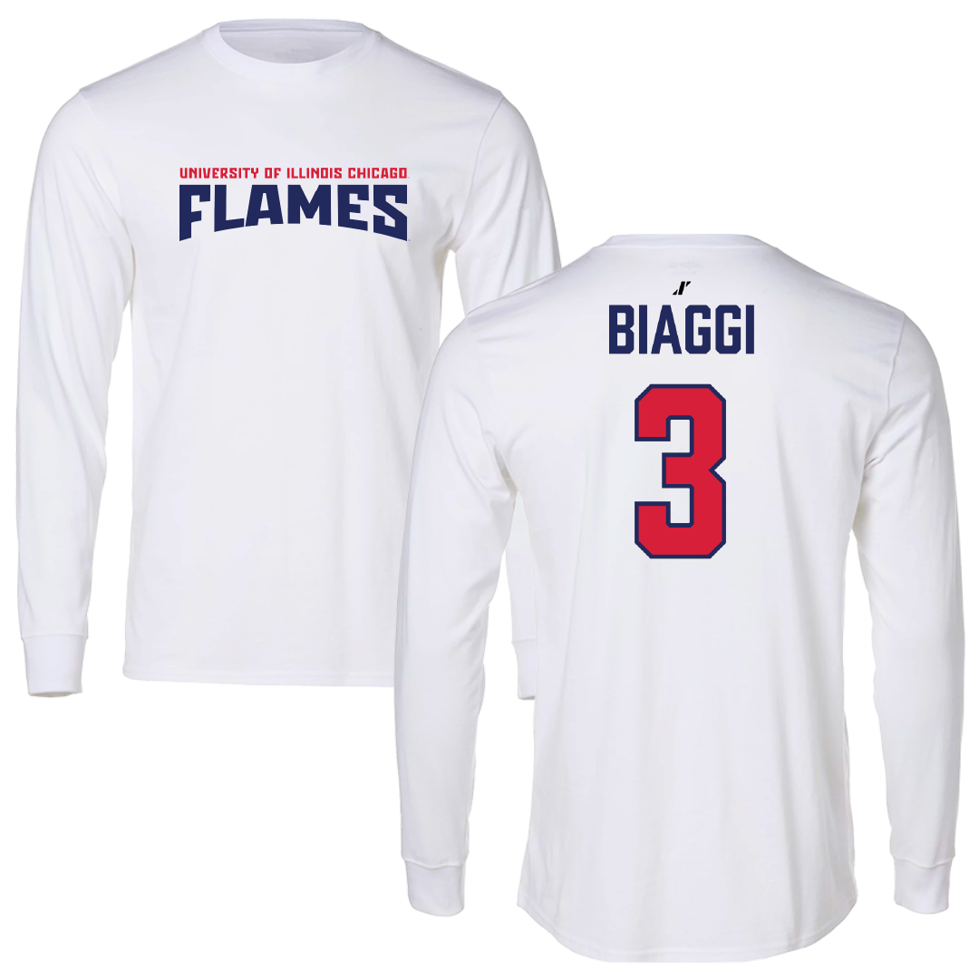 UIC Soccer White Classic Performance Long Sleeve - #3 Adrian Biaggi