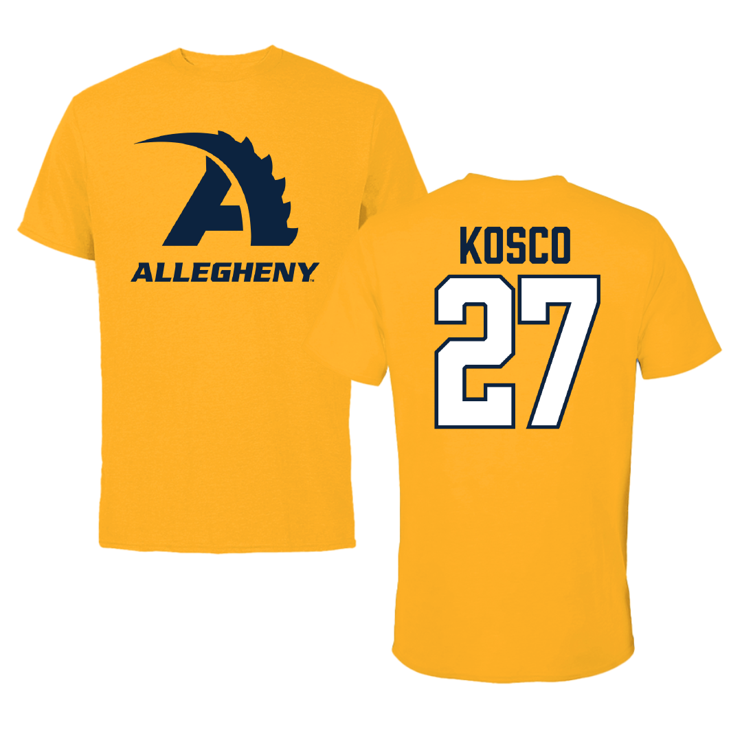Allegheny College Lacrosse Gold Performance Tee - #27 Ethan Kosco