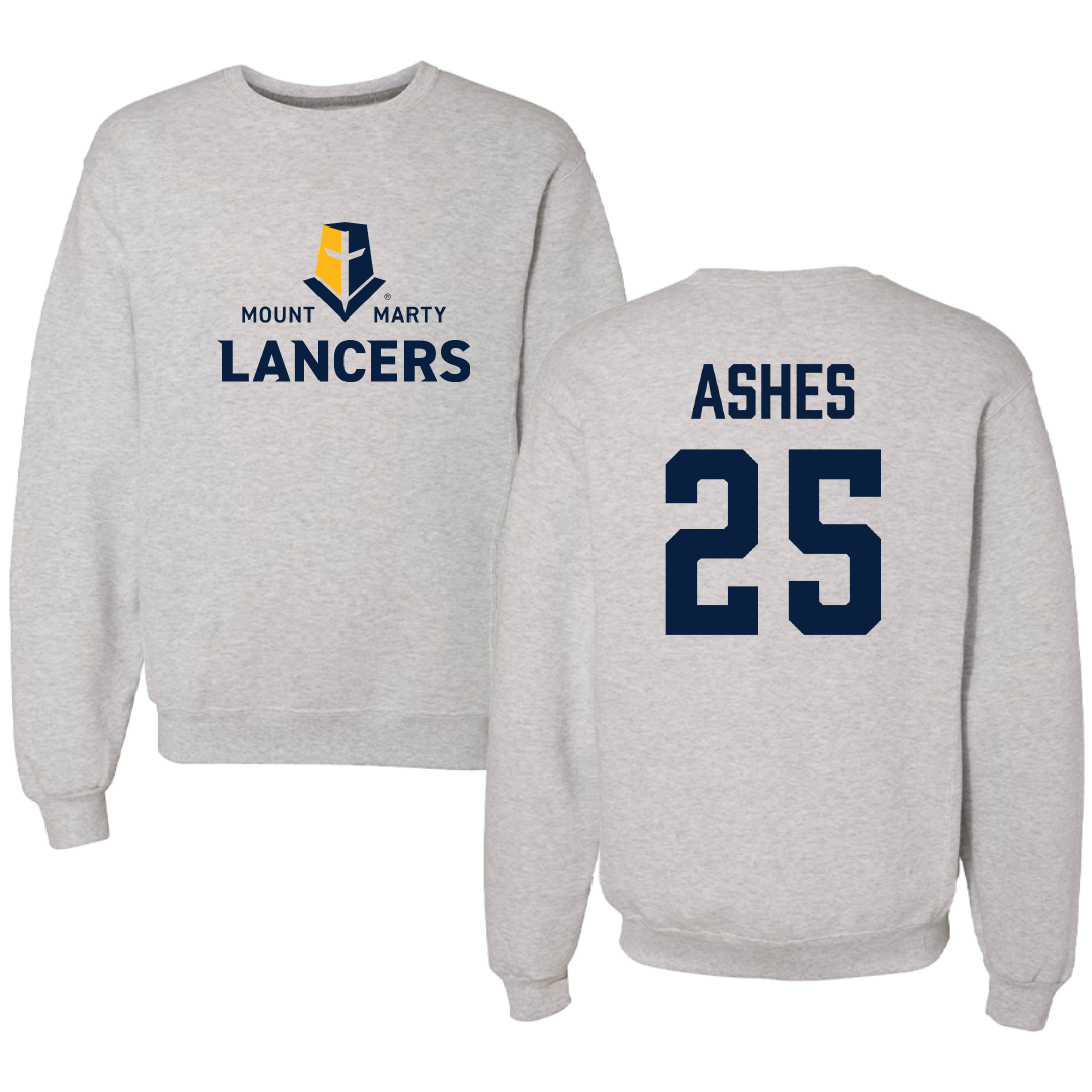 Mount Marty University Football Light Gray Crewneck - #25 Keegan Ashes