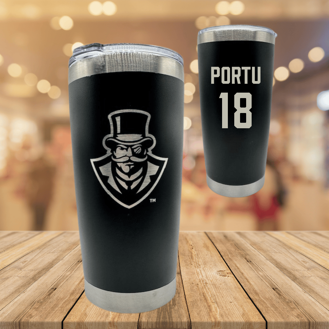 Austin Peay State University Football Black Stainless Steel Tumbler - #18 David Portu