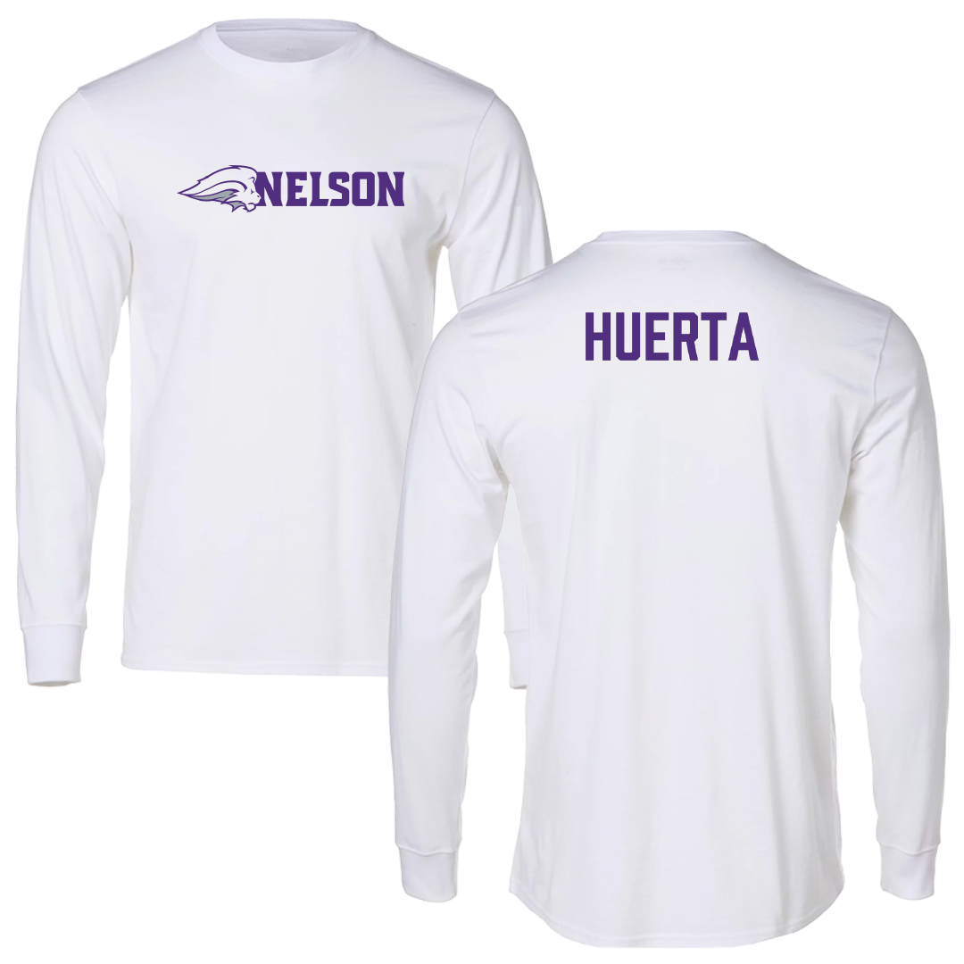 Nelson University TF and XC White Performance Long Sleeve - Genesis Huerta