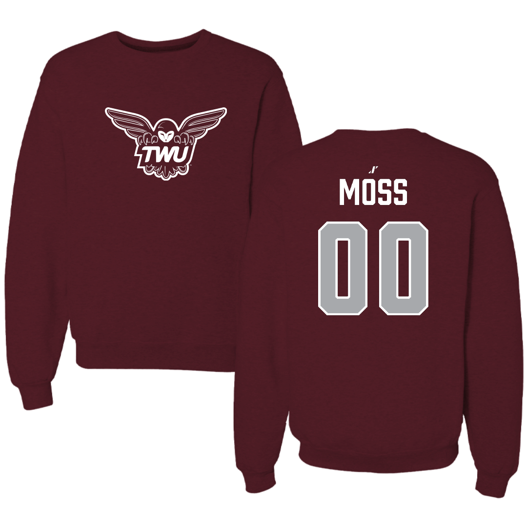 Texas Woman's University Basketball Maroon Crewneck - #00 Jaylee Moss