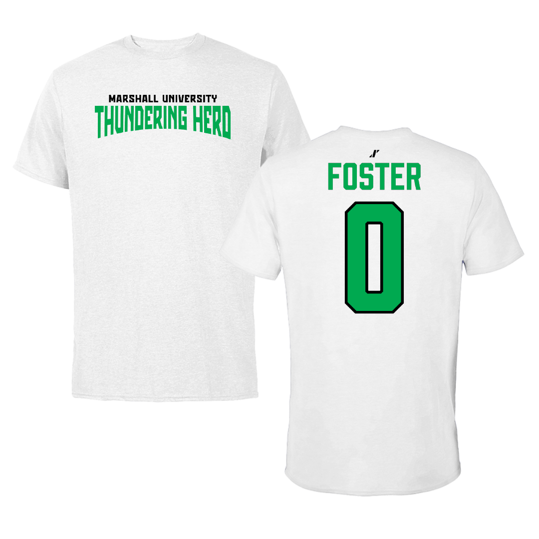 Marshall University Football White Classic Performance Tee - #0 Ian Foster