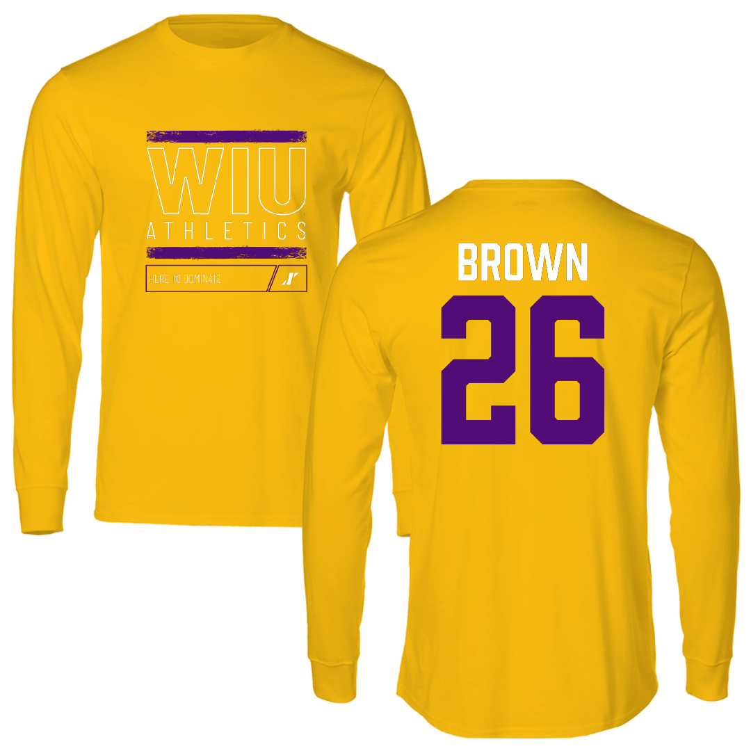 Western Illinois University Softball Gold Dominate Long Sleeve - #26 Payton Brown