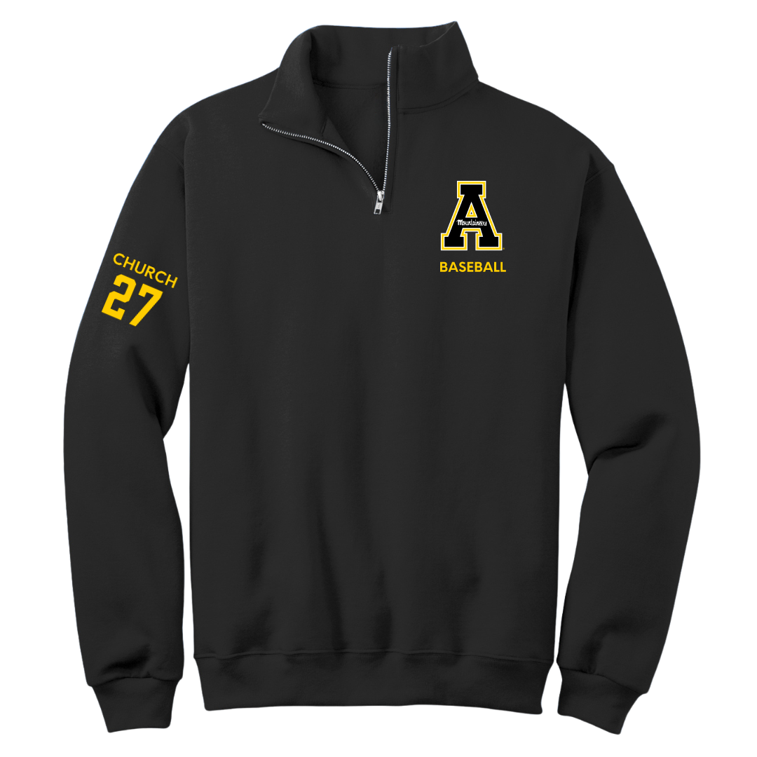 Appalachian State University Baseball Black Quarter-Zip - #27 Braxton Church