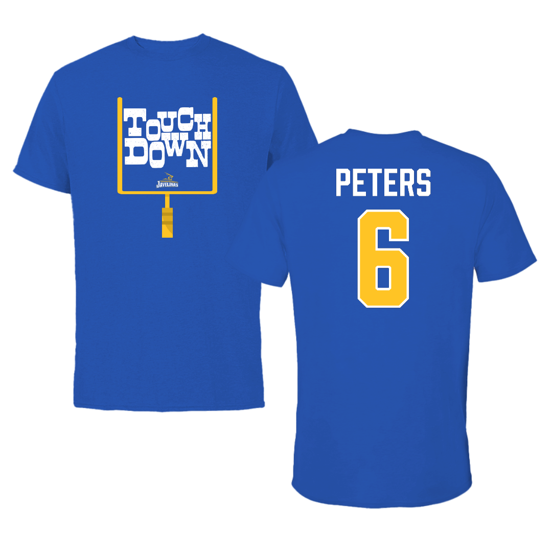 Texas A&M University-Kingsville Football Blue Touchdown Tee - #6 De'Marcus Peters
