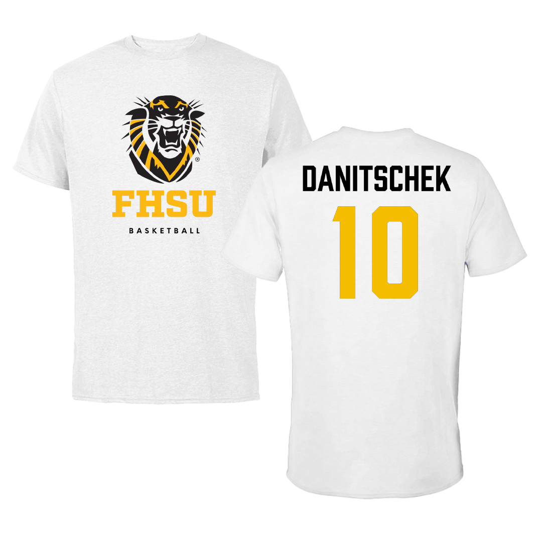 Fort Hays State University Basketball (M) White Tee - #10 Blake Danitschek