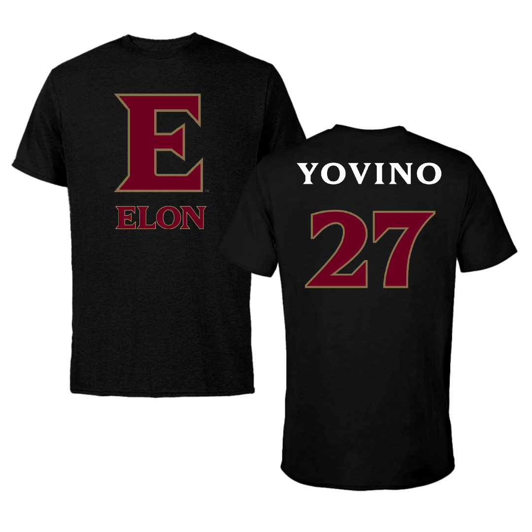 Elon University Baseball Black Tee - #27 Joseph Yovino