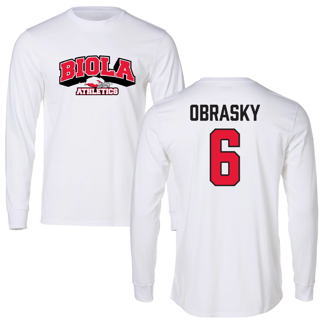 Biola University Baseball White Long Sleeve - #6 Jack Obrasky