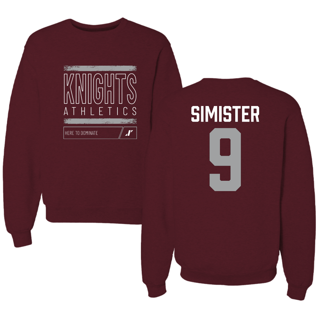 Southern Virginia University Soccer Maroon Dominate Crewneck - #9 Benjamin Simister