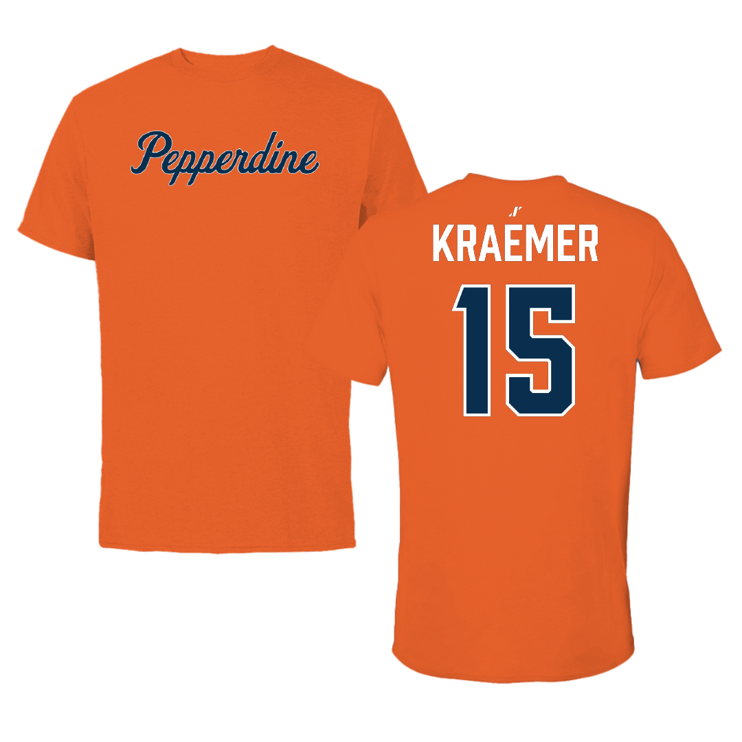 Pepperdine University Baseball Orange Performance Tee - #15 William Kraemer