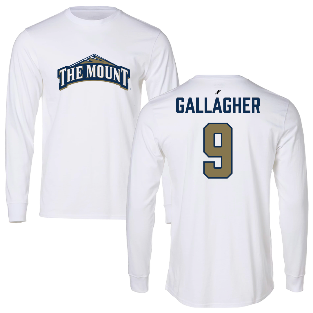 Mount St. Mary's University Soccer White Performance Long Sleeve - #9 Peyton Gallagher