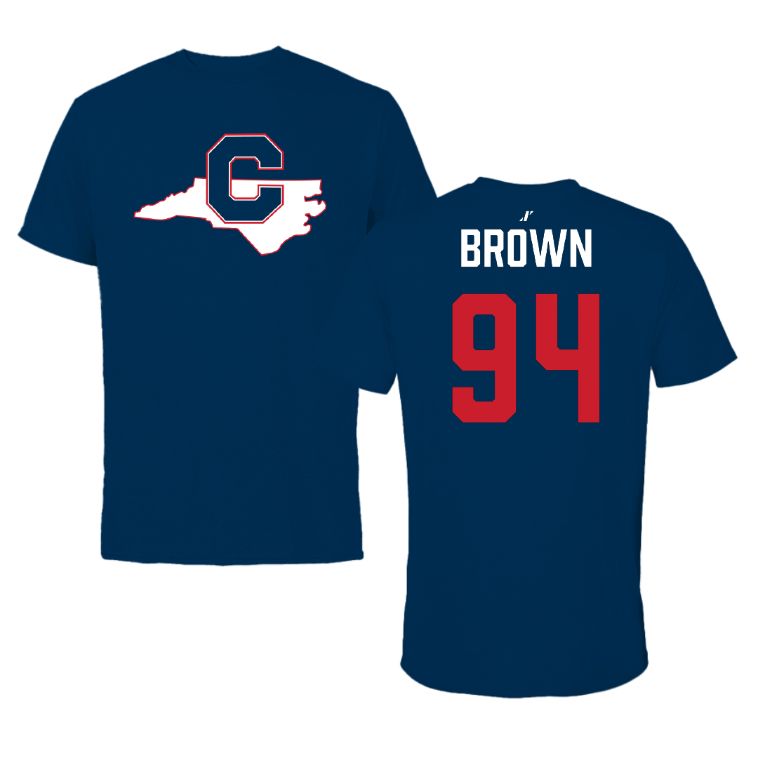 Catawba College Football Navy State Performance Tee - #94 Christian Brown