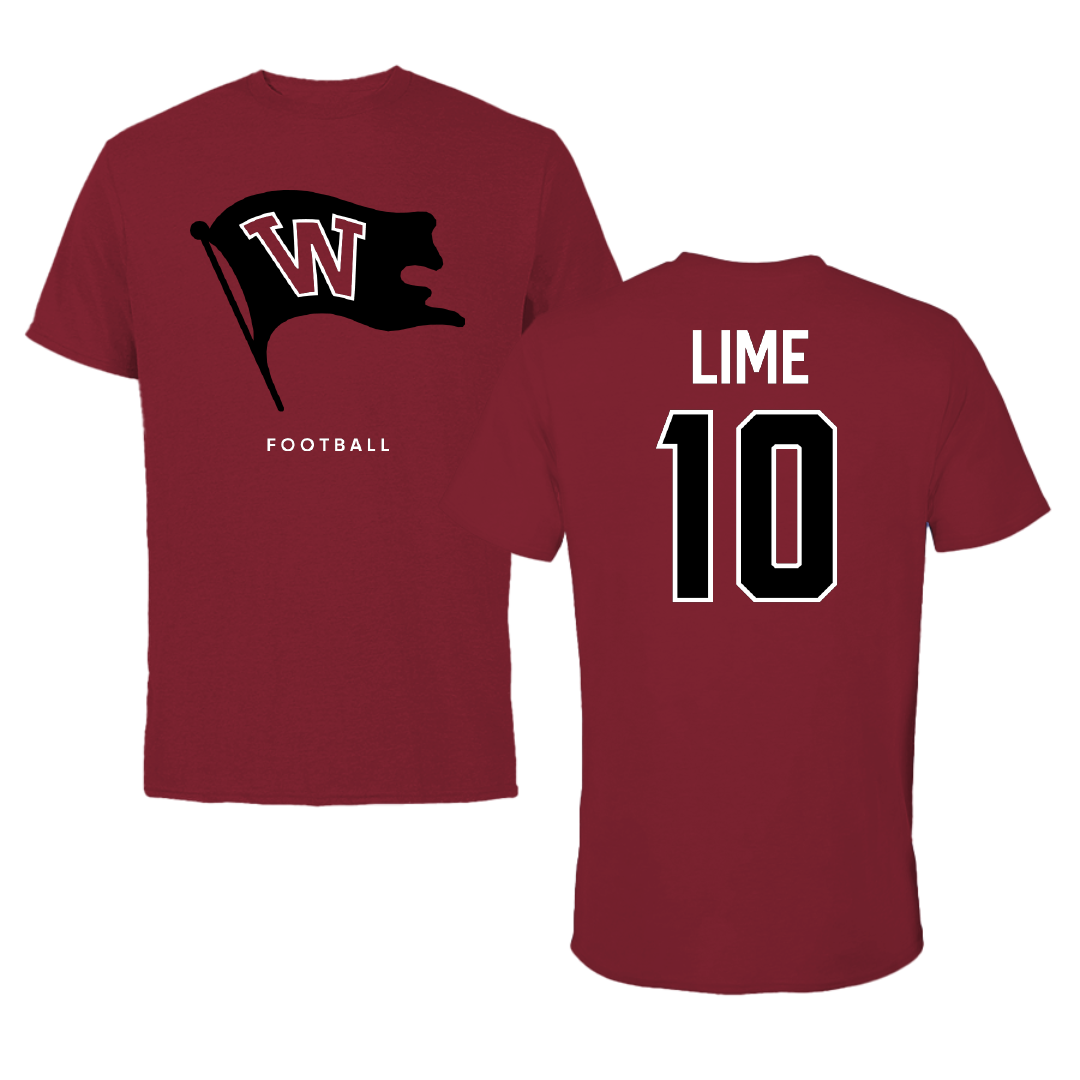 Whitworth University Football Cardinal Tee - #10 Keagan Lime