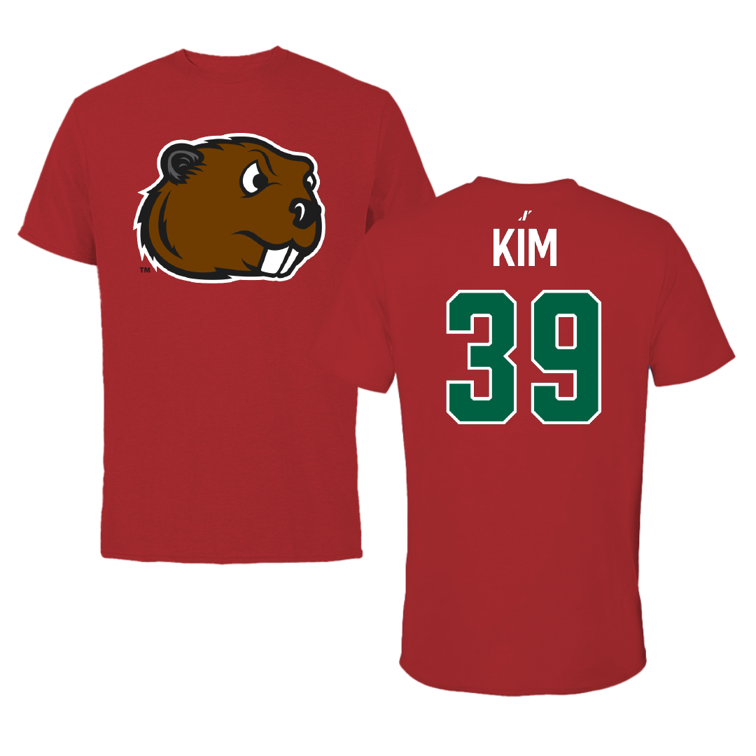 Minot State University Baseball Canvas Red Tee - #39 Andrew Kim