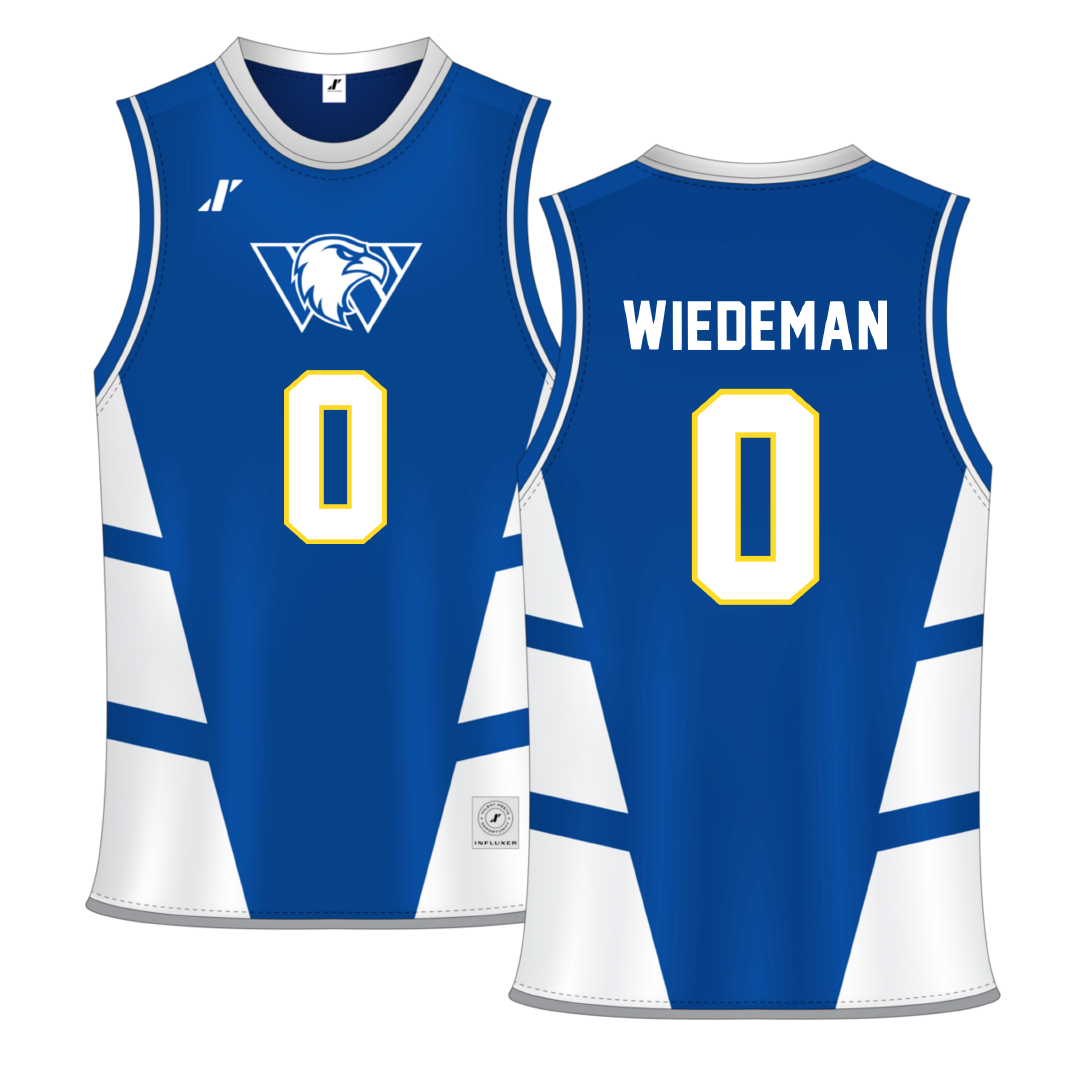 Williams Baptist University Blue Basketball Jersey - #0 Jayden Wiedeman