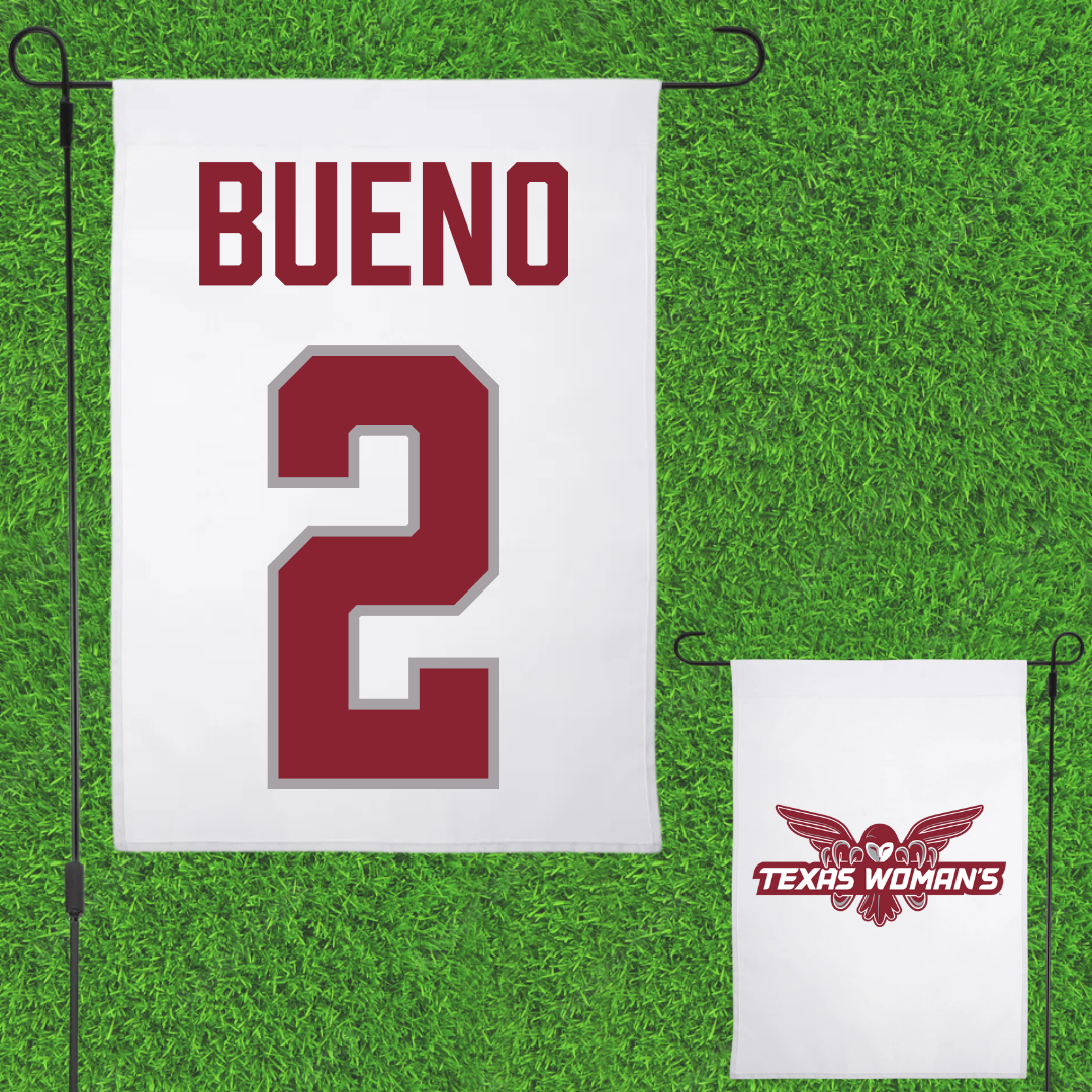Texas Woman's University Soccer (W) White Garden Flag - #2 Monse Bueno
