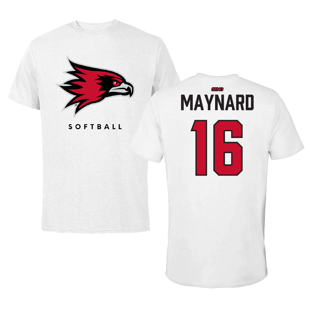 Southeast Missouri State University Softball White Tee - #16 Lesleigh Maynard
