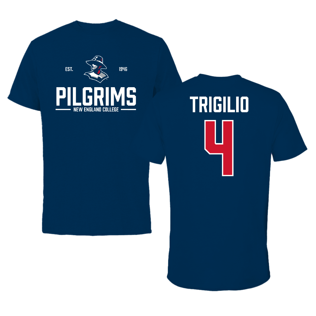 New England College Baseball Navy General Tee - #4 Bobby Trigilio