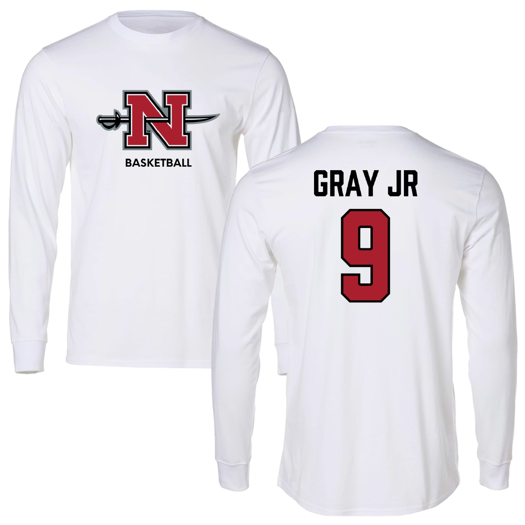 Nicholls State University Basketball (M) White Long Sleeve - #9 Michael Gray Jr