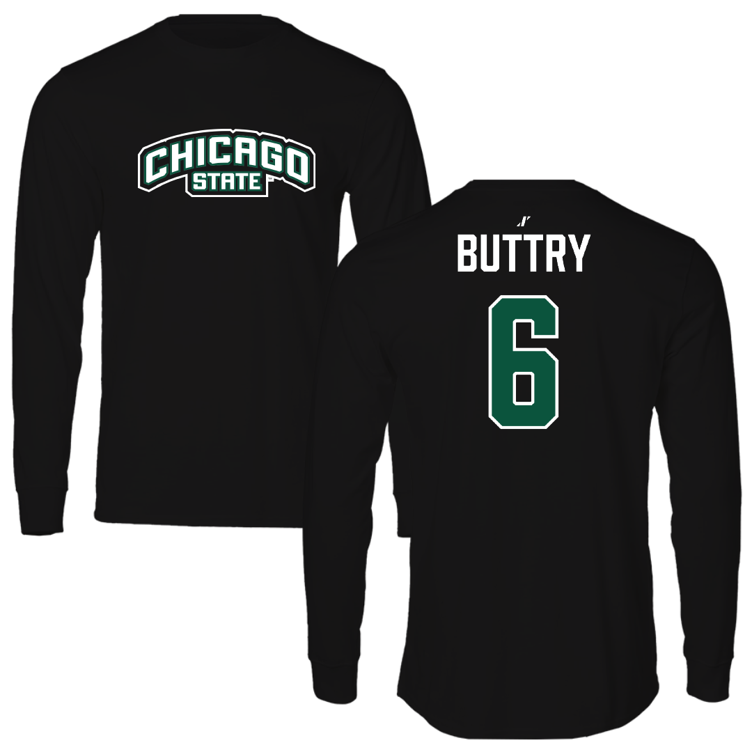 Chicago State University Volleyball (W) Black Performance Long Sleeve - #6 Tenese Buttry