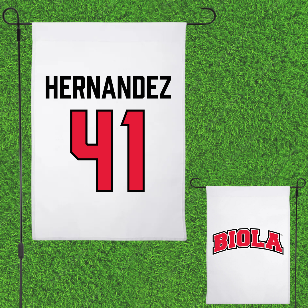 Biola University Baseball White Garden Flag - #41 Nathan Hernandez