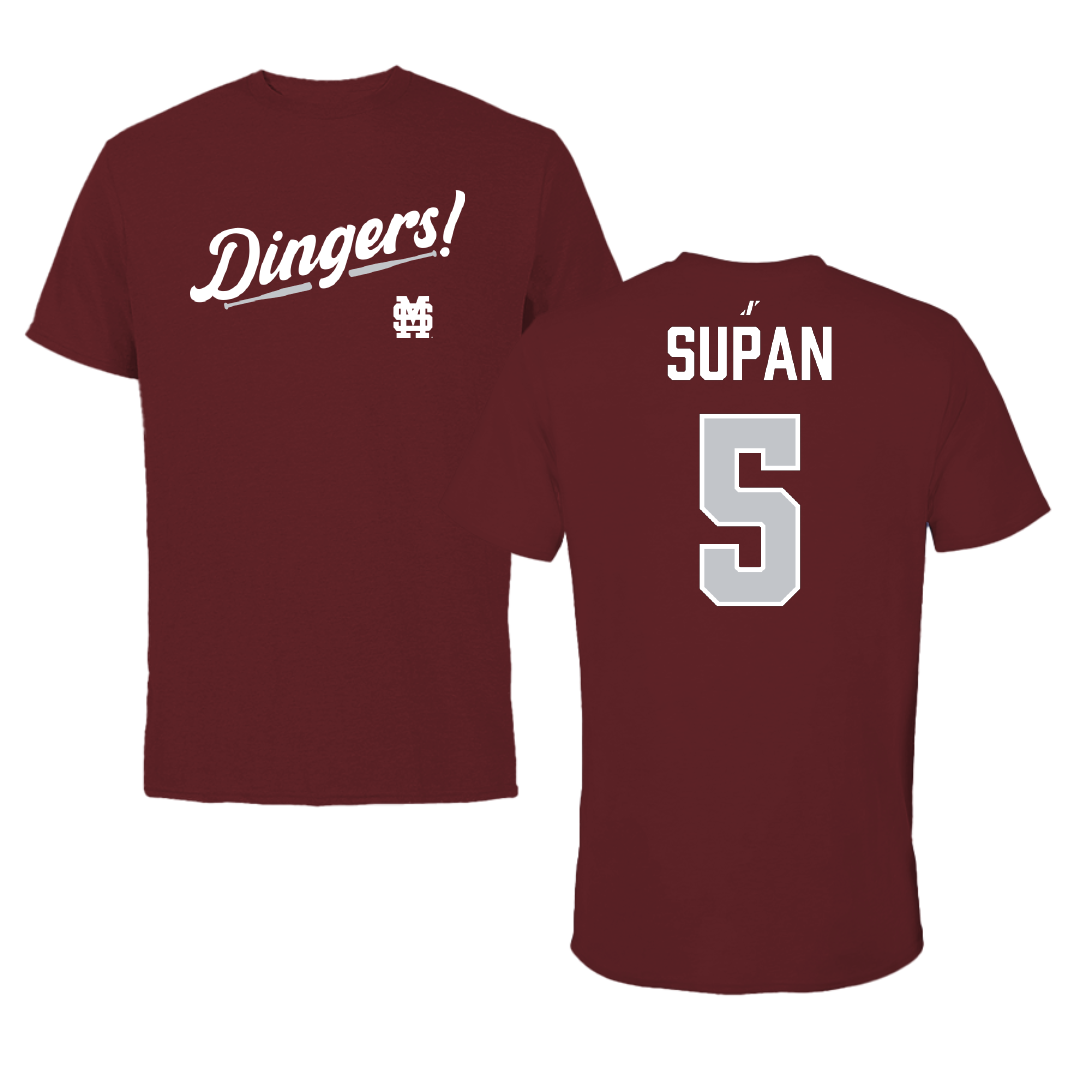 Mississippi State University Softball Maroon Dingers Tee - #5 Ally Supan