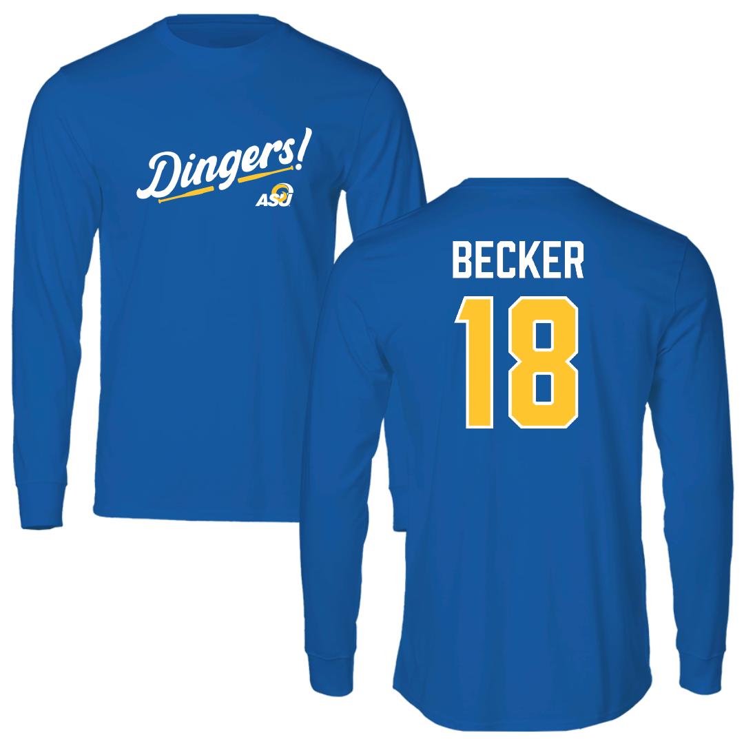 Angelo State University Baseball Blue Dingers Performance Long Sleeve - #18 Chase Becker