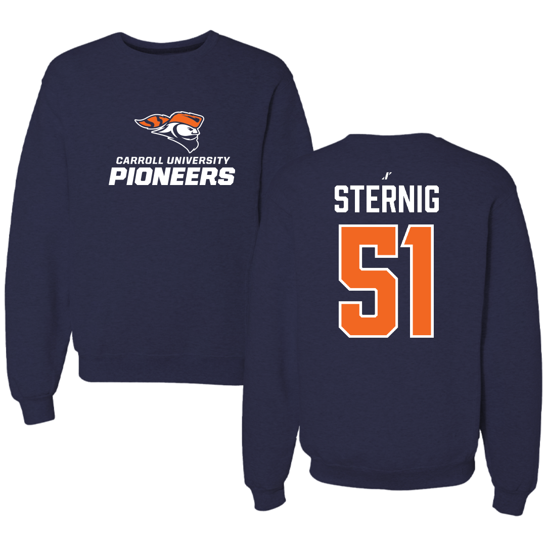 Carroll University Baseball Navy Crewneck - #51 Nate Sternig