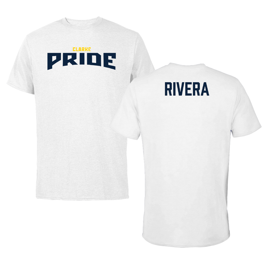 Clarke University Football White Classic Performance Tee - Gio Rivera