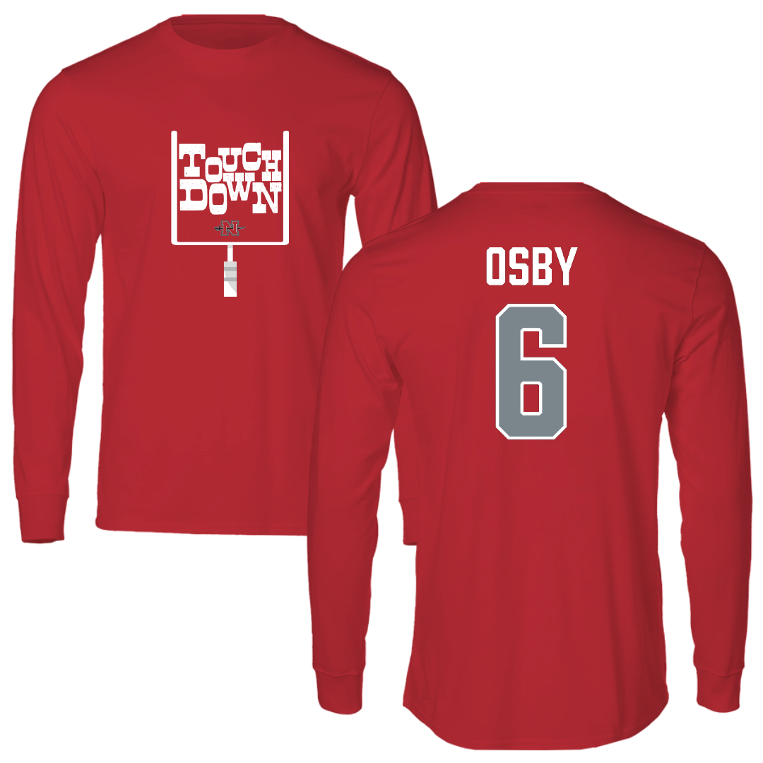 Nicholls State University Football Red Touchdown Long Sleeve - #6 Scrappy Osby