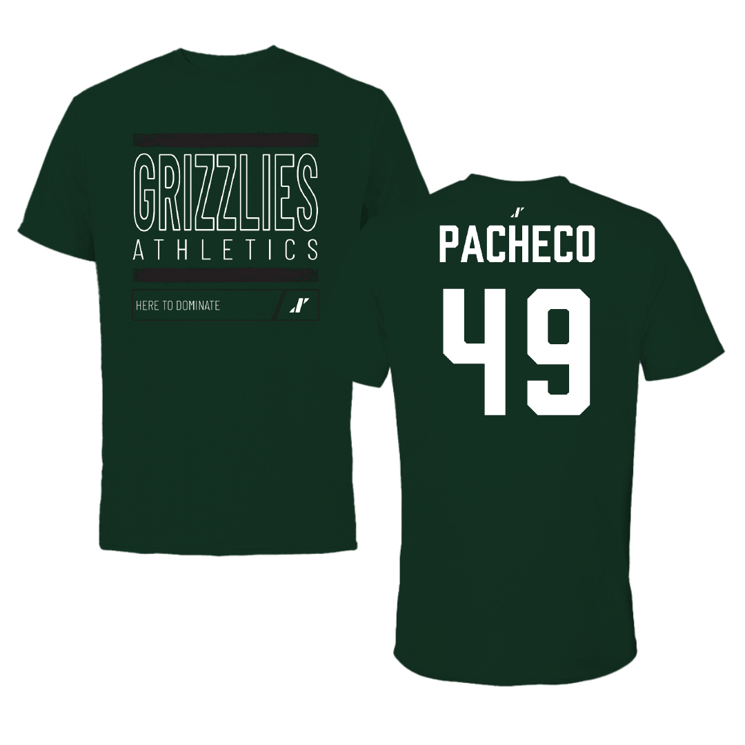 Adams State University Football Forest Green Dominate Tee - #49 Quinton Pacheco