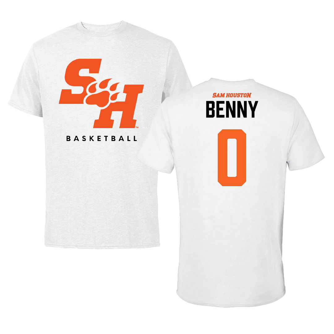 Sam Houston State University Basketball White Performance Tee - #0 Noah Benny