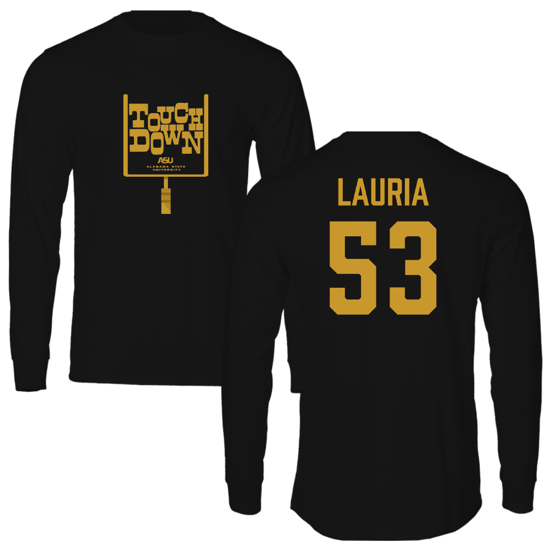 Alabama State University Football Black Touchdown Performance Long Sleeve - #53 Thomas Lauria