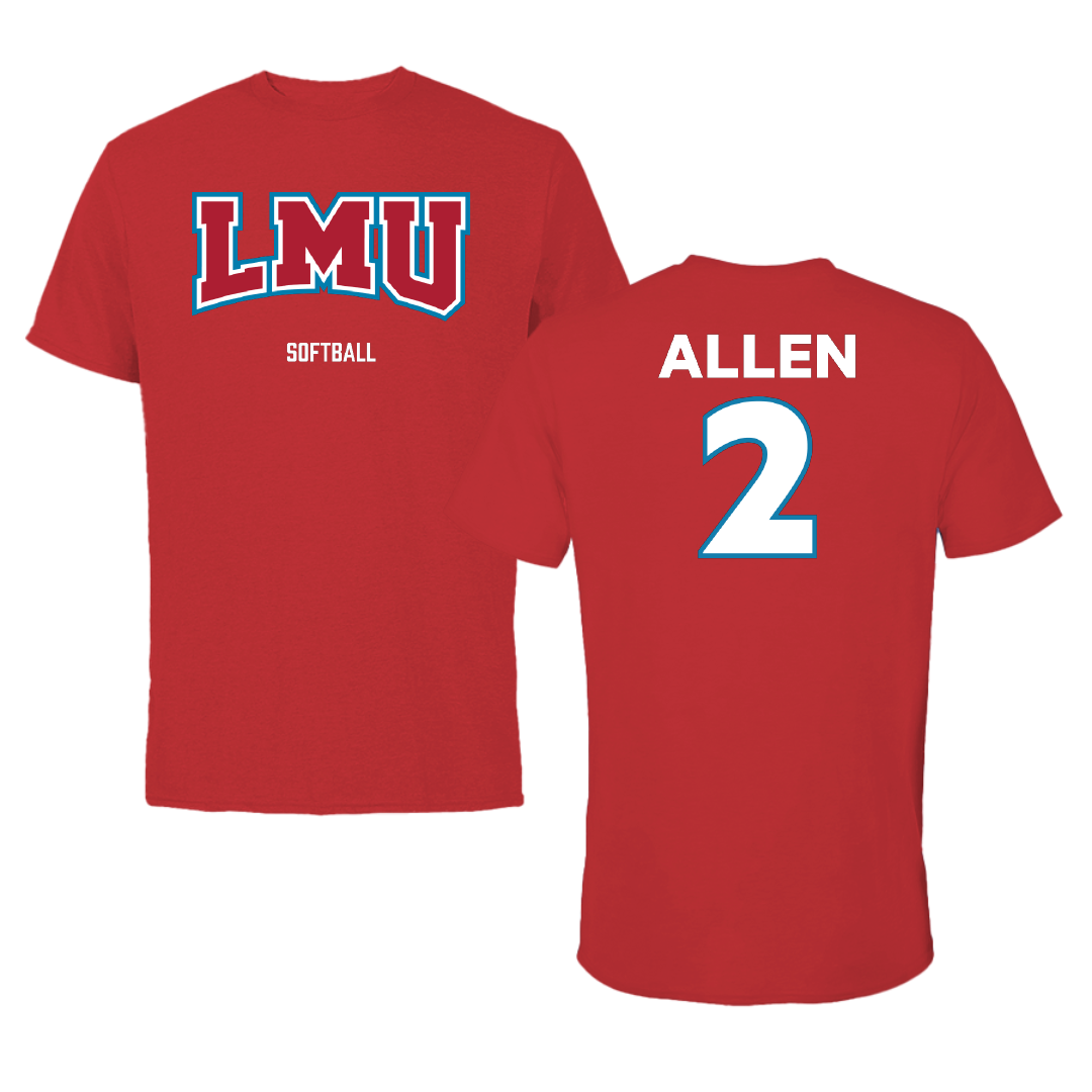 Loyola Marymount University Softball Red Performance Tee - #2 Mya Allen