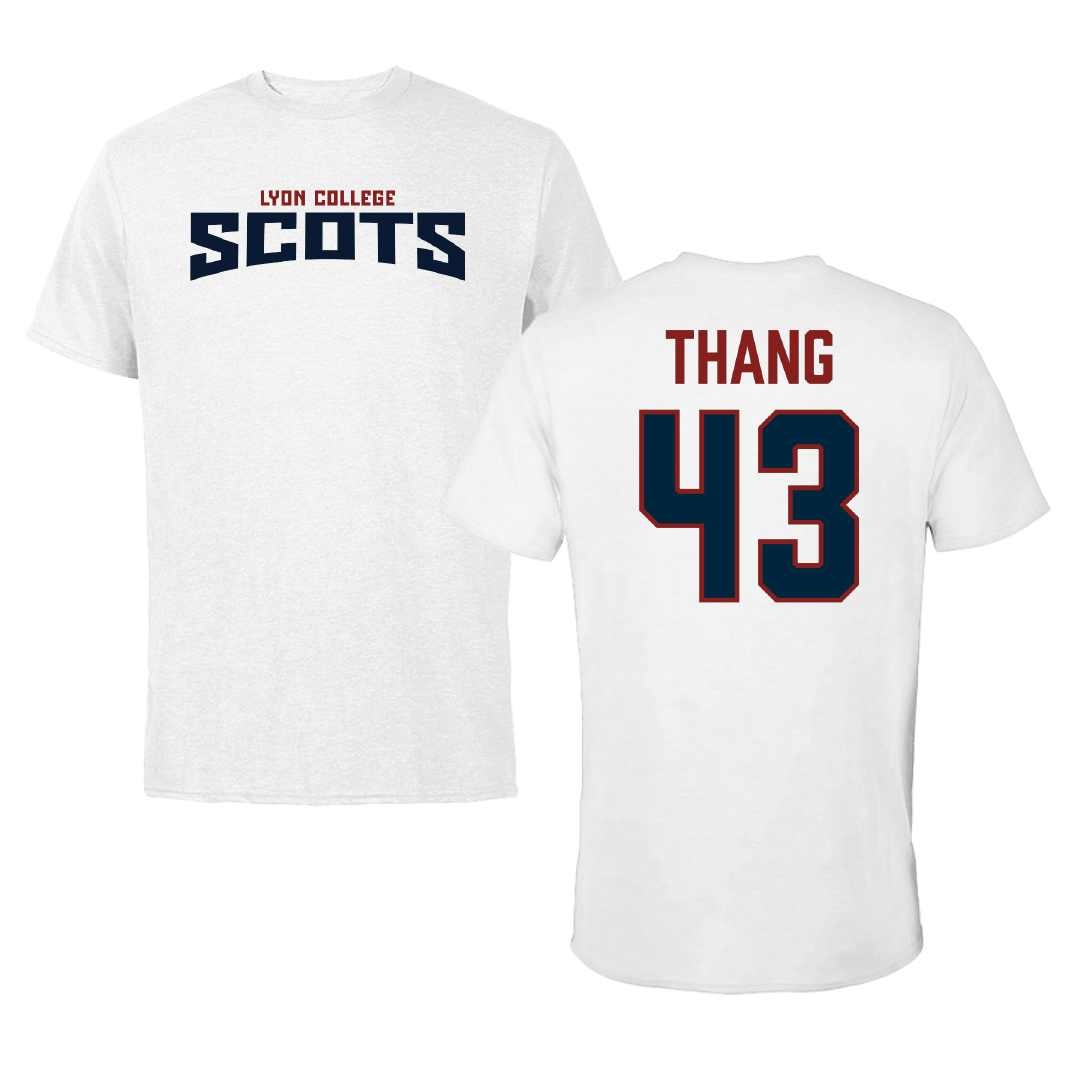 Lyon College Soccer (M) White Classic Performance Tee - #43 Robert Thang