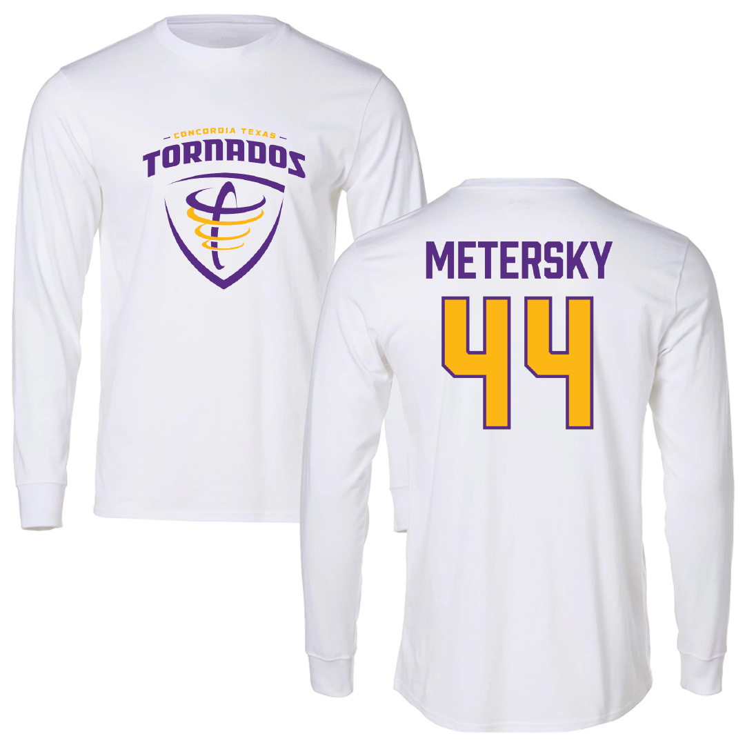 Concordia University (Texas) Baseball White Long Sleeve - #44 Gavriel Metersky