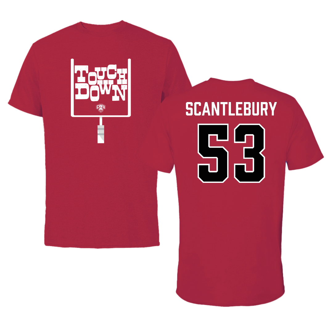 Central Washington University Football Crimson Touchdown Tee - #53 Donovan Scantlebury