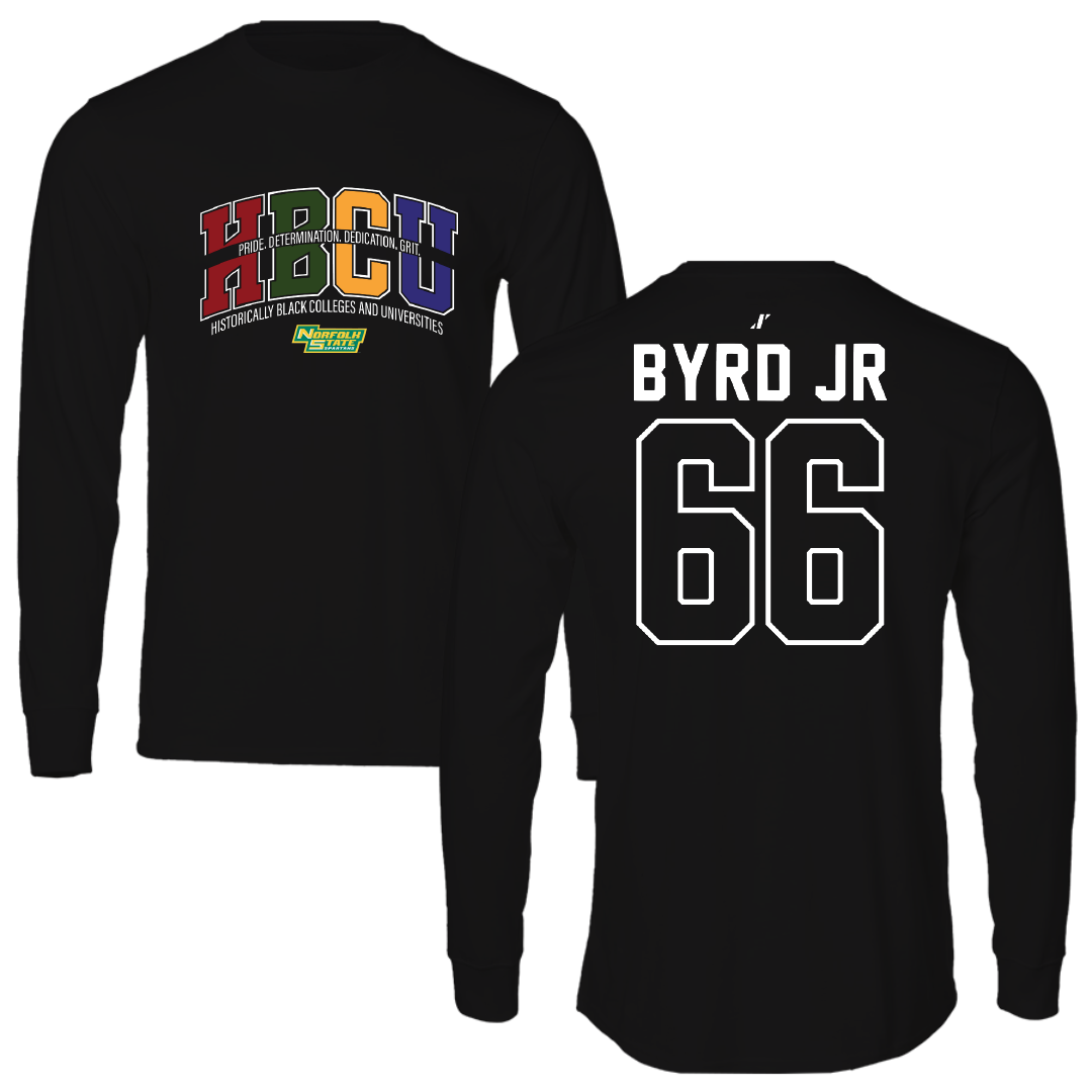 Norfolk State University Football Black HBCU Long Sleeve - #66 Vincent Byrd Jr