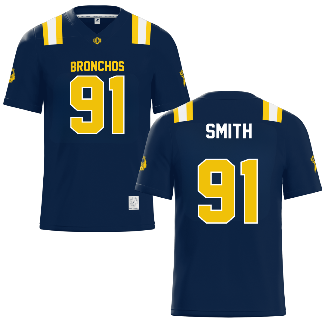 University of Central Oklahoma Navy Football Jersey - #91 Bradyn Smith