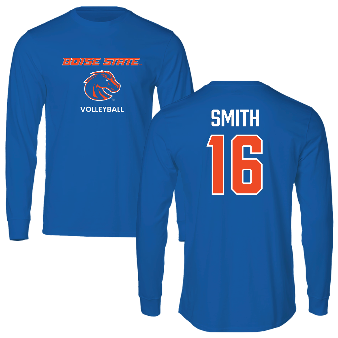 Boise State University Volleyball (W) Blue Performance Long Sleeve - #16 Layla Smith