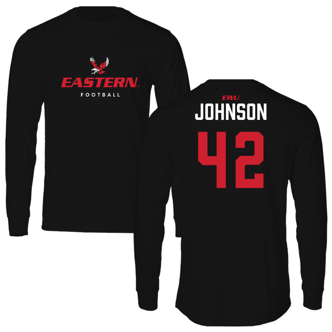 Eastern Washington University Football Black Eastern Long Sleeve - #42 Ryan Johnson