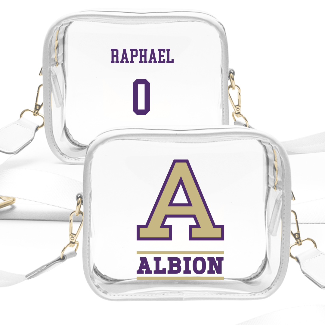 Albion College Football White Clear Stadium Bag - #0 Mitch Raphael
