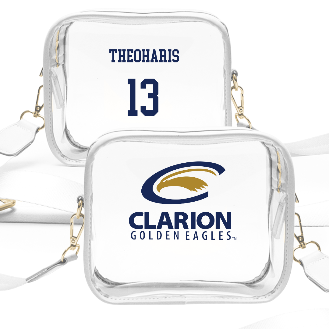 PennWest Clarion Baseball White Clear Stadium Bag - #13 Evan Theoharis